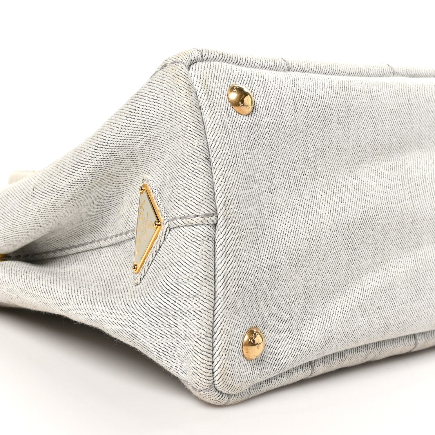 Prada Denim Small Logo Tote Bianco 8 of 9