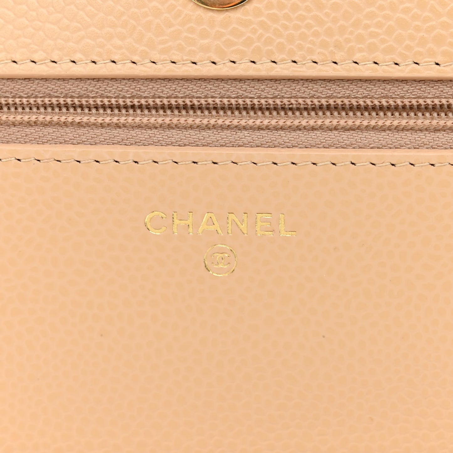 Caviar Quilted Wallet On Chain WOC Beige