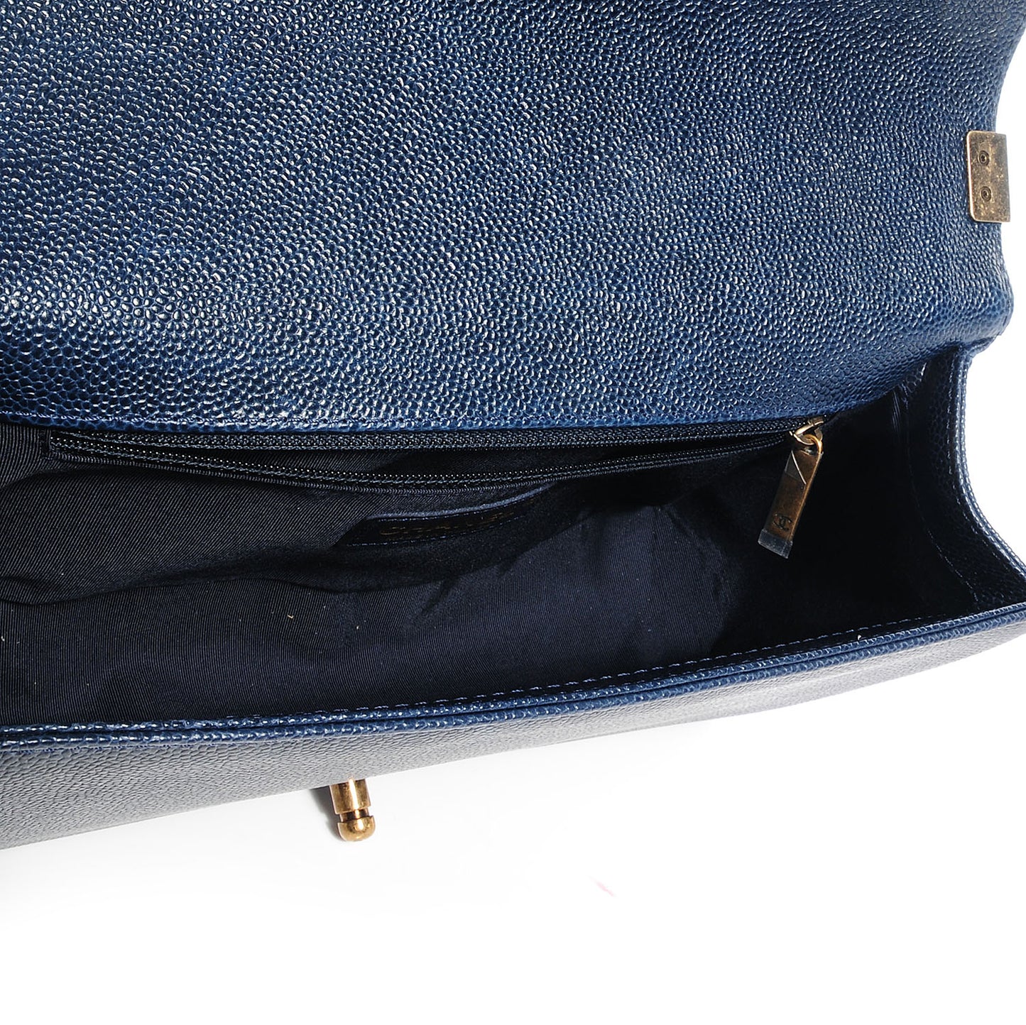 Caviar Quilted Medium Boy Flap Dark Navy Blue