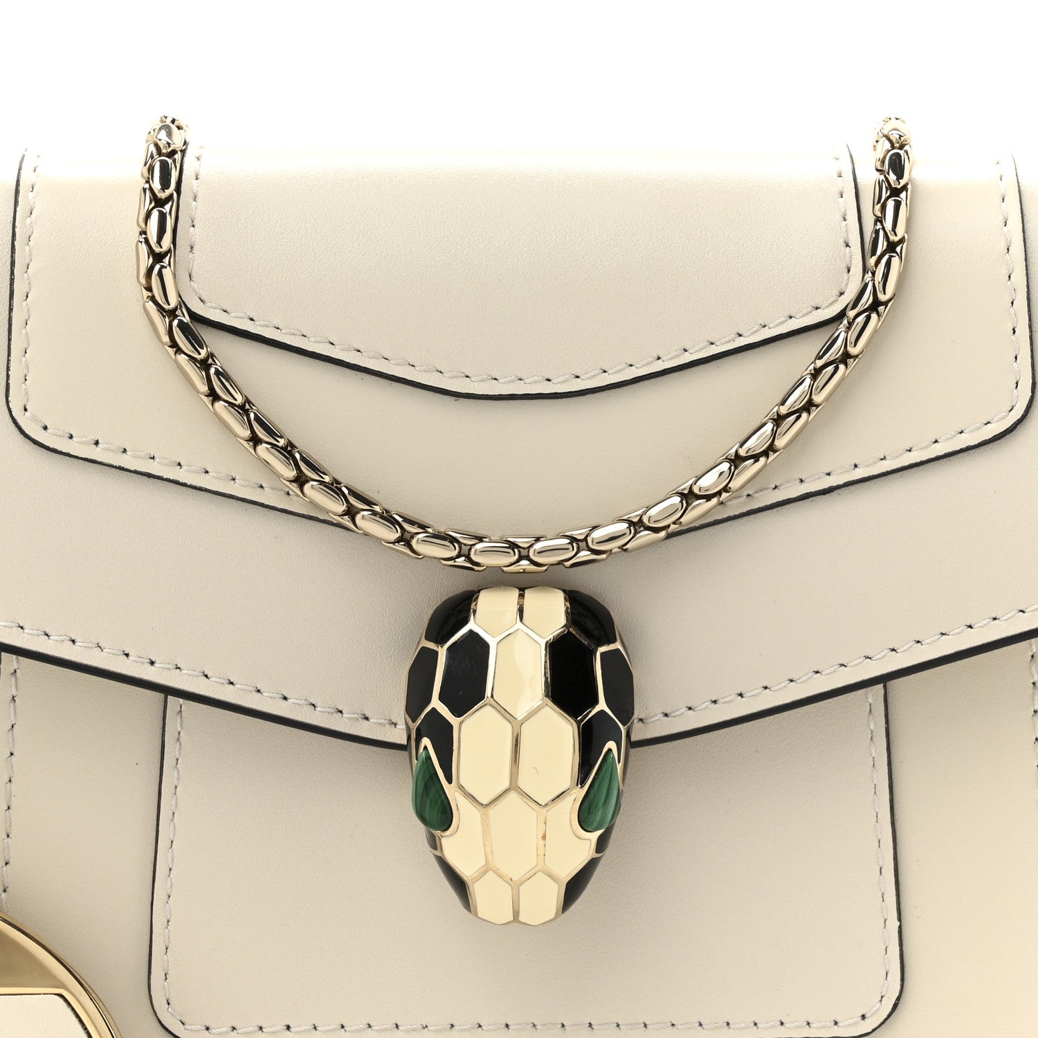 Bulgari Calfskin Small Serpenti Forever Crossbody Bag White Agate 8 of 14