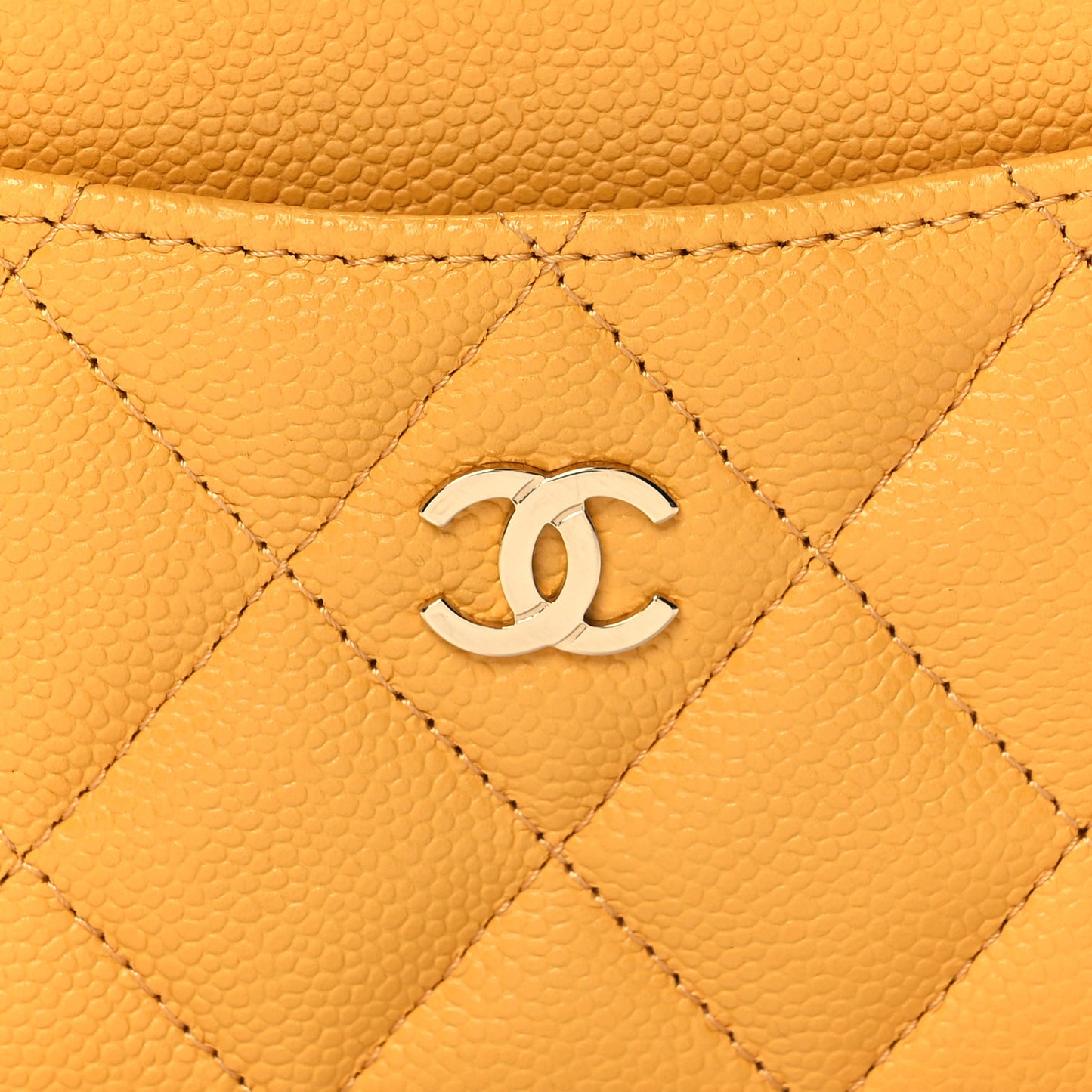 Caviar Quilted Card Holder Yellow