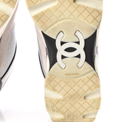 Chanel Suede Calfskin CC Sneakers 36 Black White Silver 6 of 9