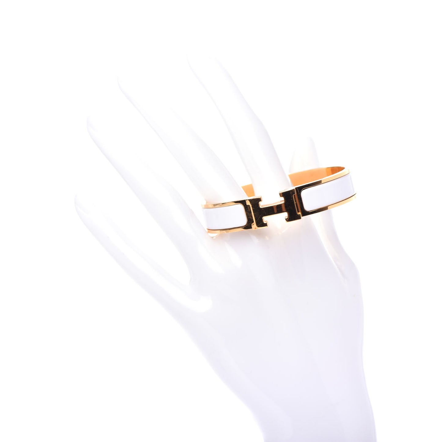 Enamel Narrow Clic Clac H Bracelet PM White