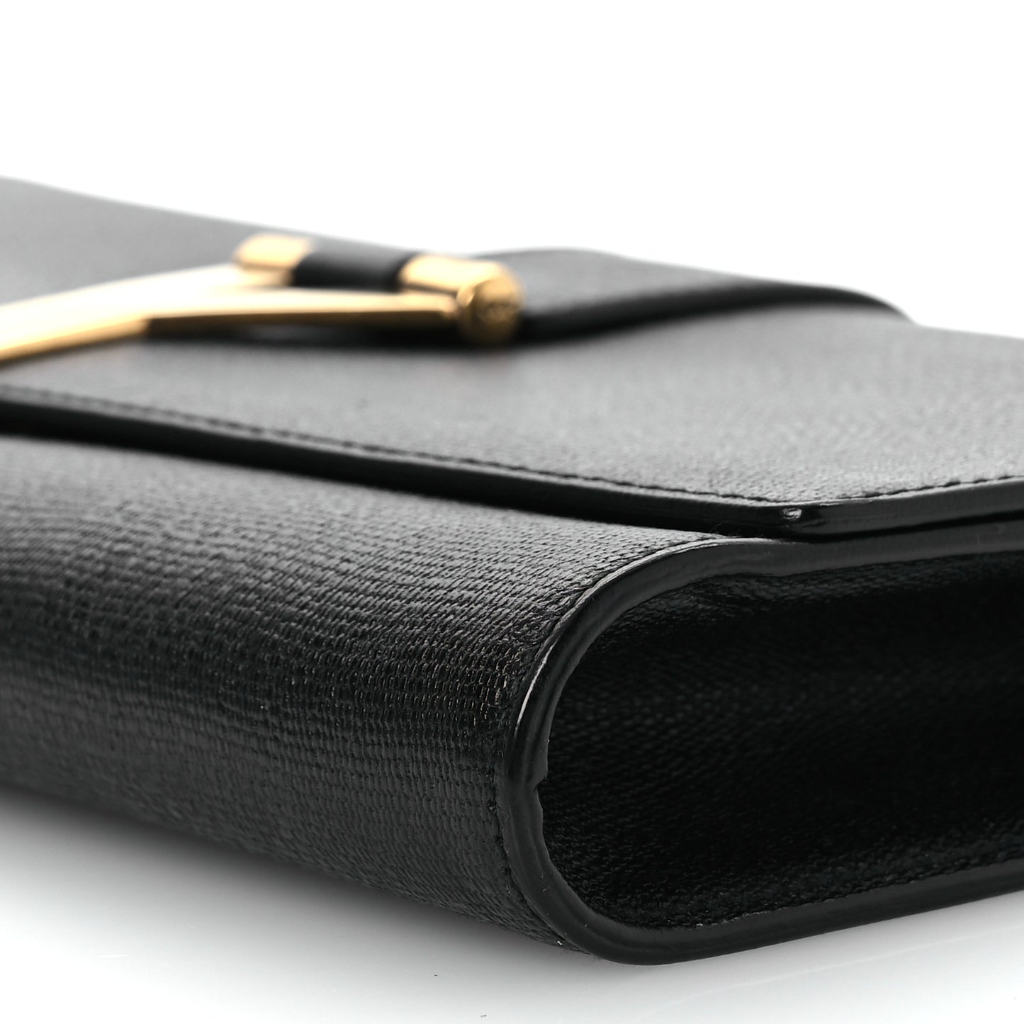 Textured Calfskin Classic Y Ligne Clutch Black