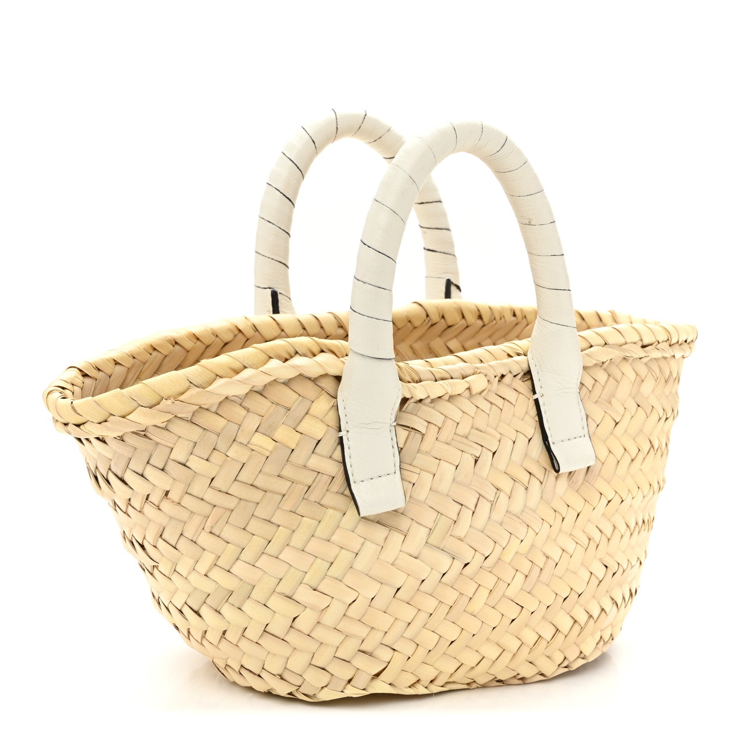 Chloe Raffia Small Grain Calfskin Mini Marcie Basket White 3 of 9