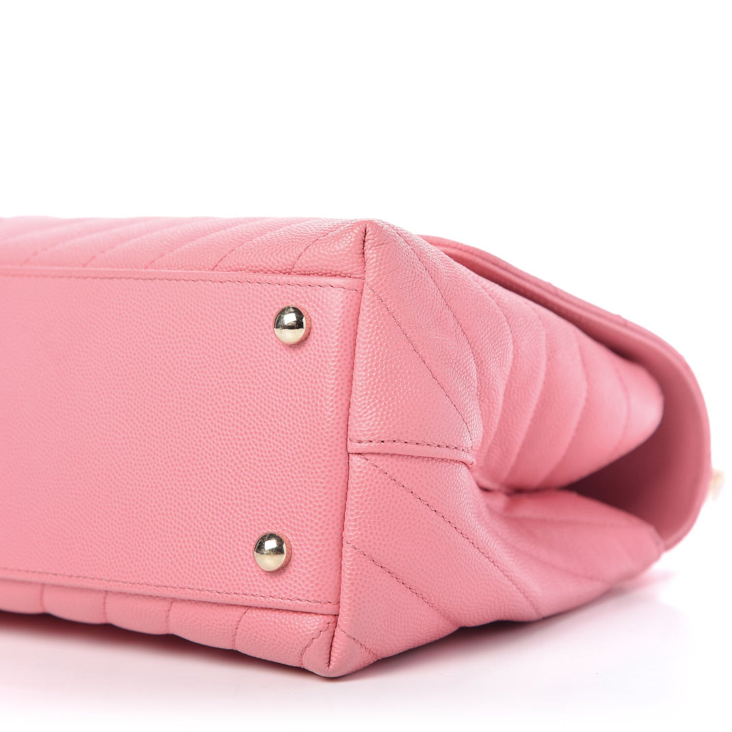 Caviar Chevron Quilted Small Coco Handle Flap Pink