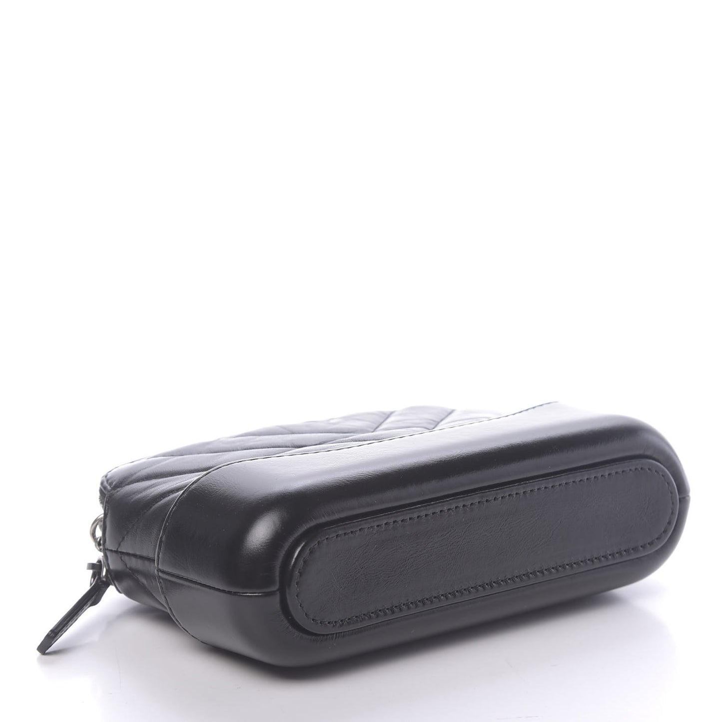 Aged Calfskin Chevron Quilted Small Gabrielle Clutch With Chain Black