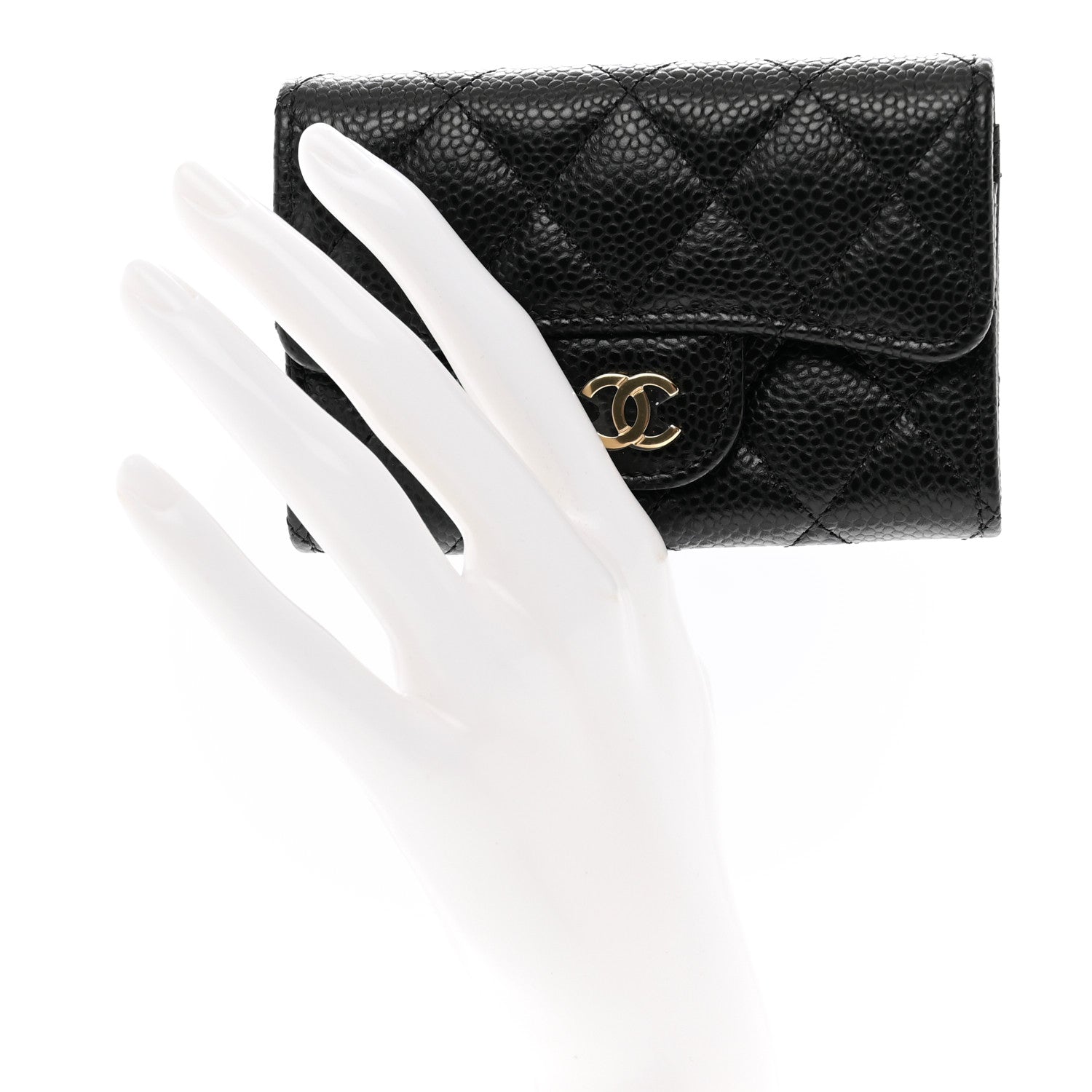Chanel Caviar Quilted Flap Card Holder Wallet Black 2 of 9