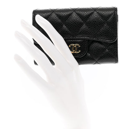 Chanel Caviar Quilted Flap Card Holder Wallet Black 2 of 9