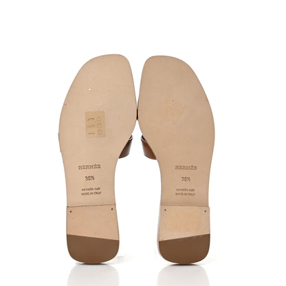 Hermes Box Calfskin Oran Sandals 36.5 Gold 7 of 9