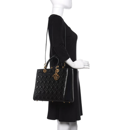 Christian Dior Patent Cannage Large Lady Dior Black 2 of 10