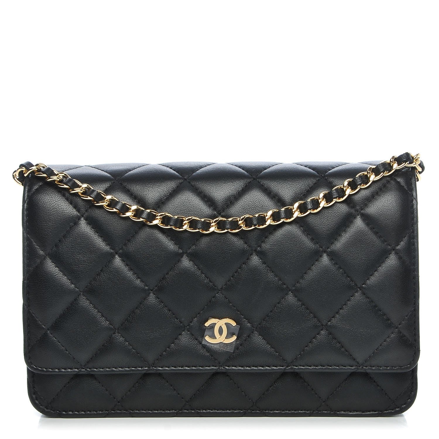 Chanel Lambskin Quilted Wallet On Chain WOC Black 1 of 9