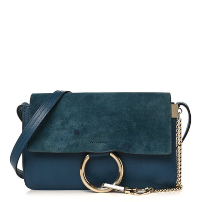 Chloe Suede Calfskin Small Faye Shoulder Bag Majolica Blue 1 of 12