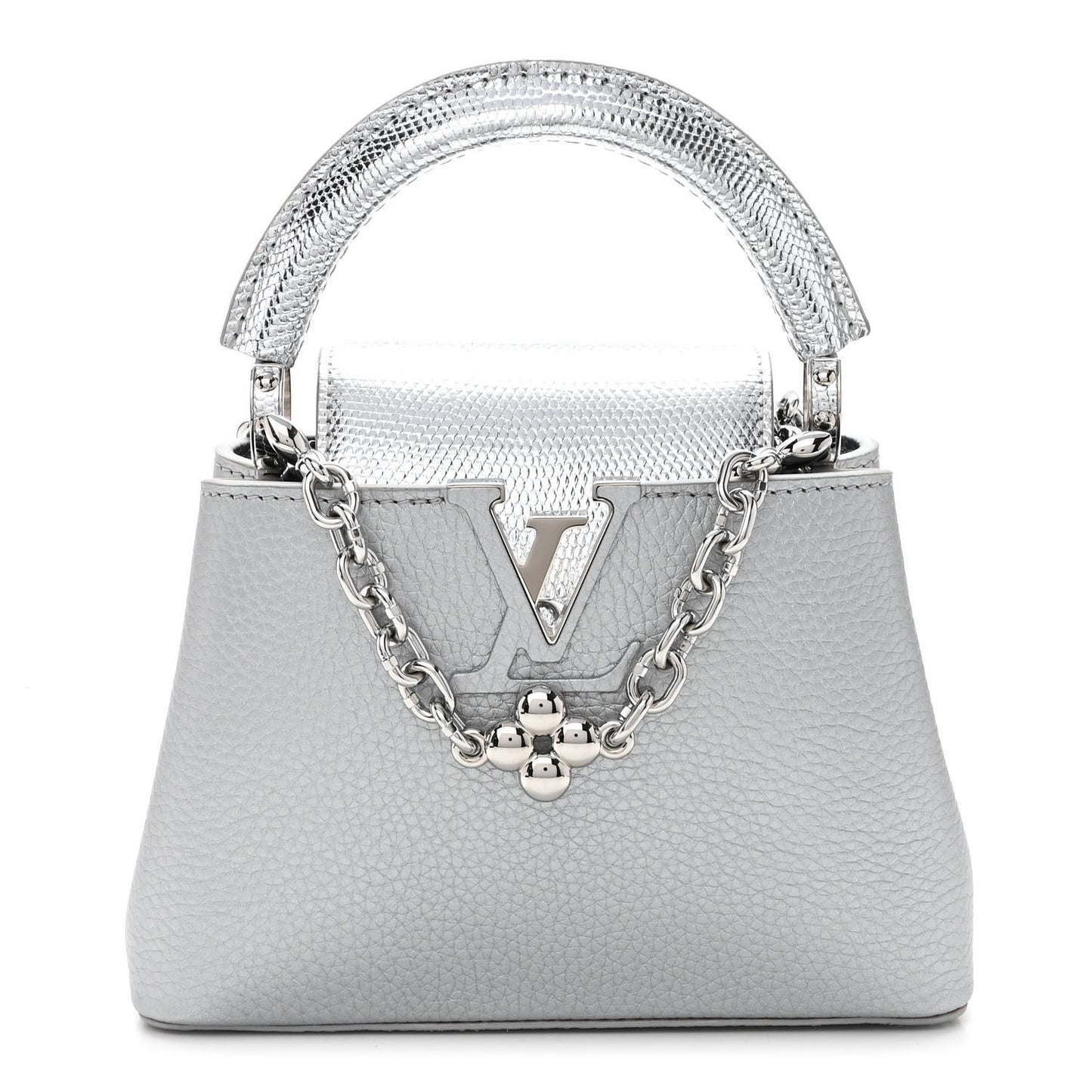 Taurillon Lizard Flower Chain Capucines Mini Silver