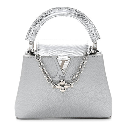 Louis Vuitton Taurillon Lizard Flower Chain Capucines Mini Silver 1 of 9