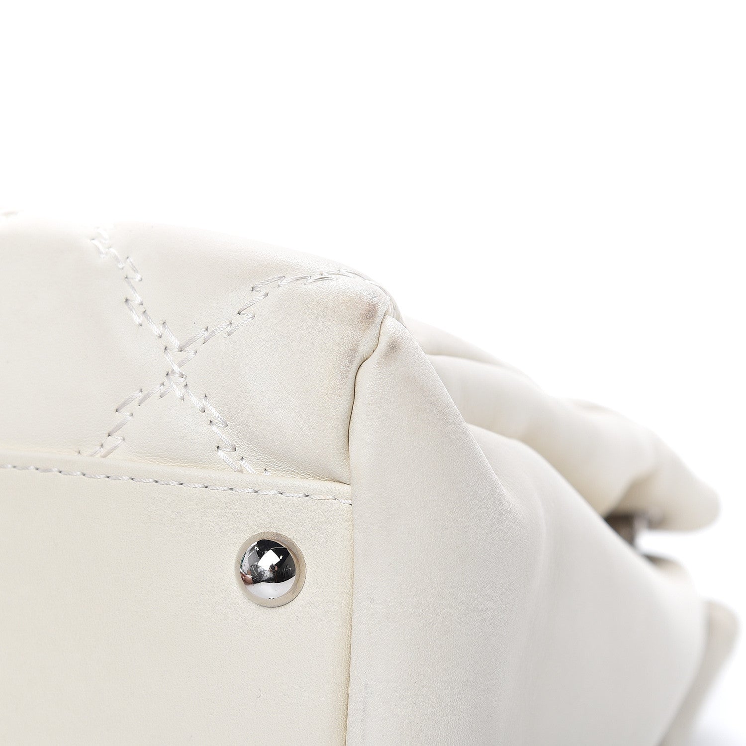 Chanel Calfskin Double Stitch Large Hamptons Flap Bag White 15 of 20