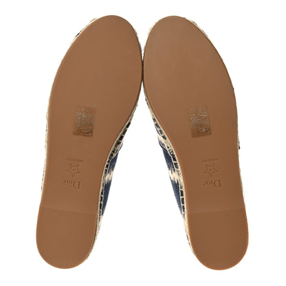 Christian Dior Cotton D-Stripes Embroidered Granville 15mm Espadrilles 37 Deep Blue 5 of 9