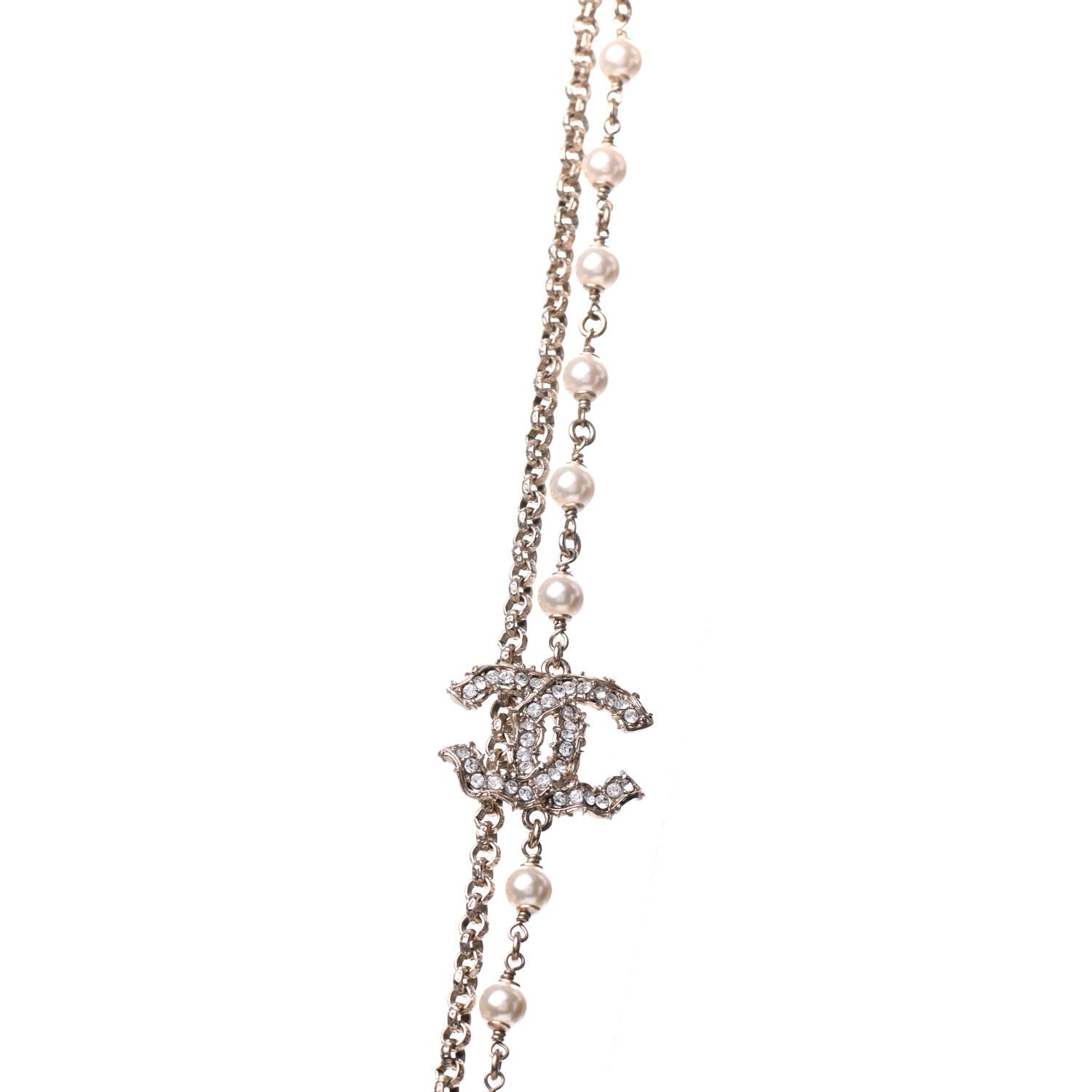 Chanel Pearl Crystal Camellia Express Multistrand Necklace Gold 8 of 12
