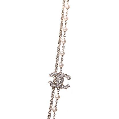 Chanel Pearl Crystal Camellia Express Multistrand Necklace Gold 8 of 12