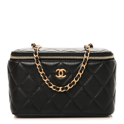 Chanel Lambskin Quilted Pearl Crush Small Vanity Case With Chain Black 1 of 11
