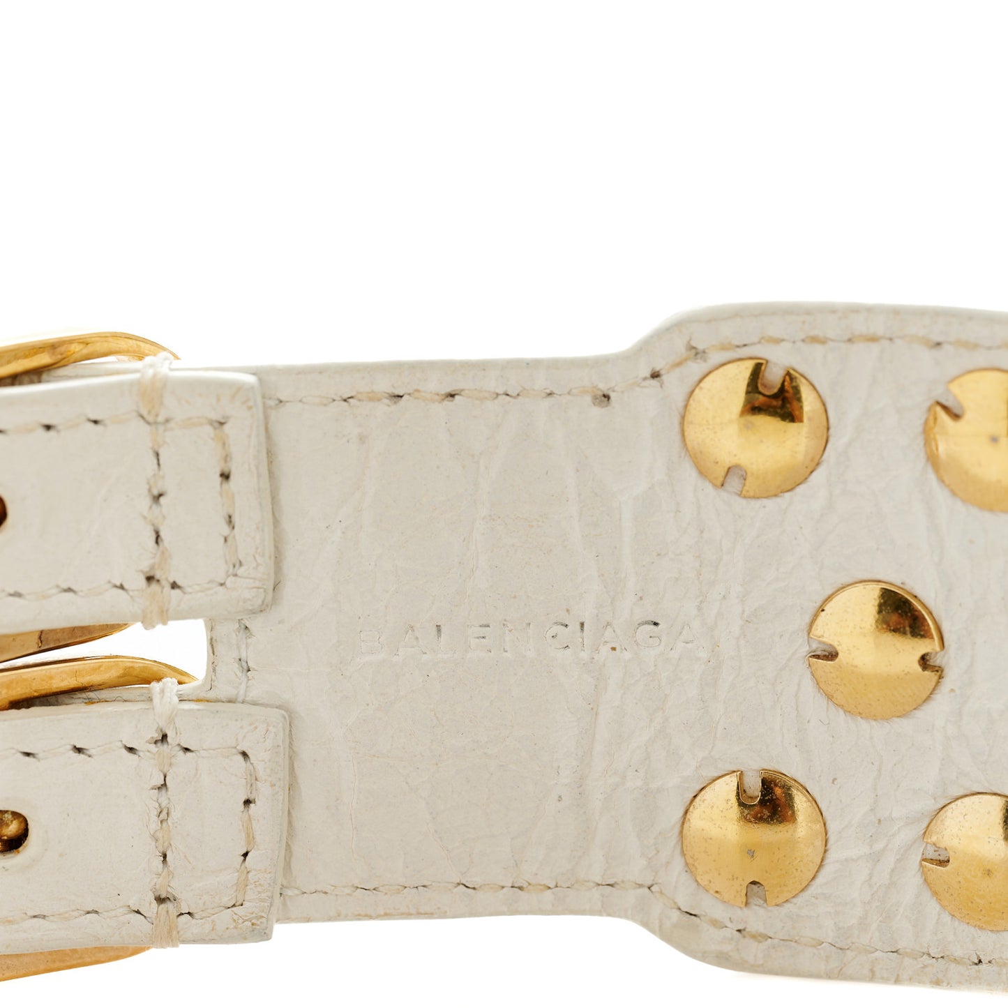 Agneau Arena Three Row Giant Gold Bracelet White