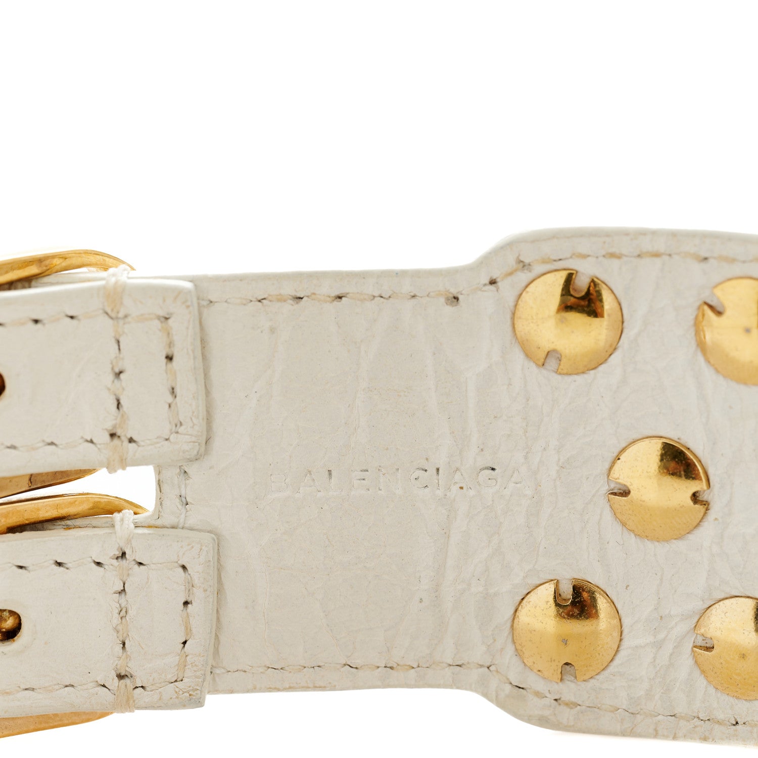 Balenciaga Agneau Arena Three Row Giant Gold Bracelet White 3 of 5