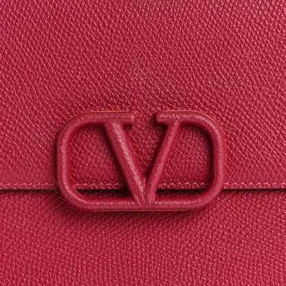 Valentino Garavani Grainy Calfskin Large Vlogo Clutch Raspberry 7 of 11