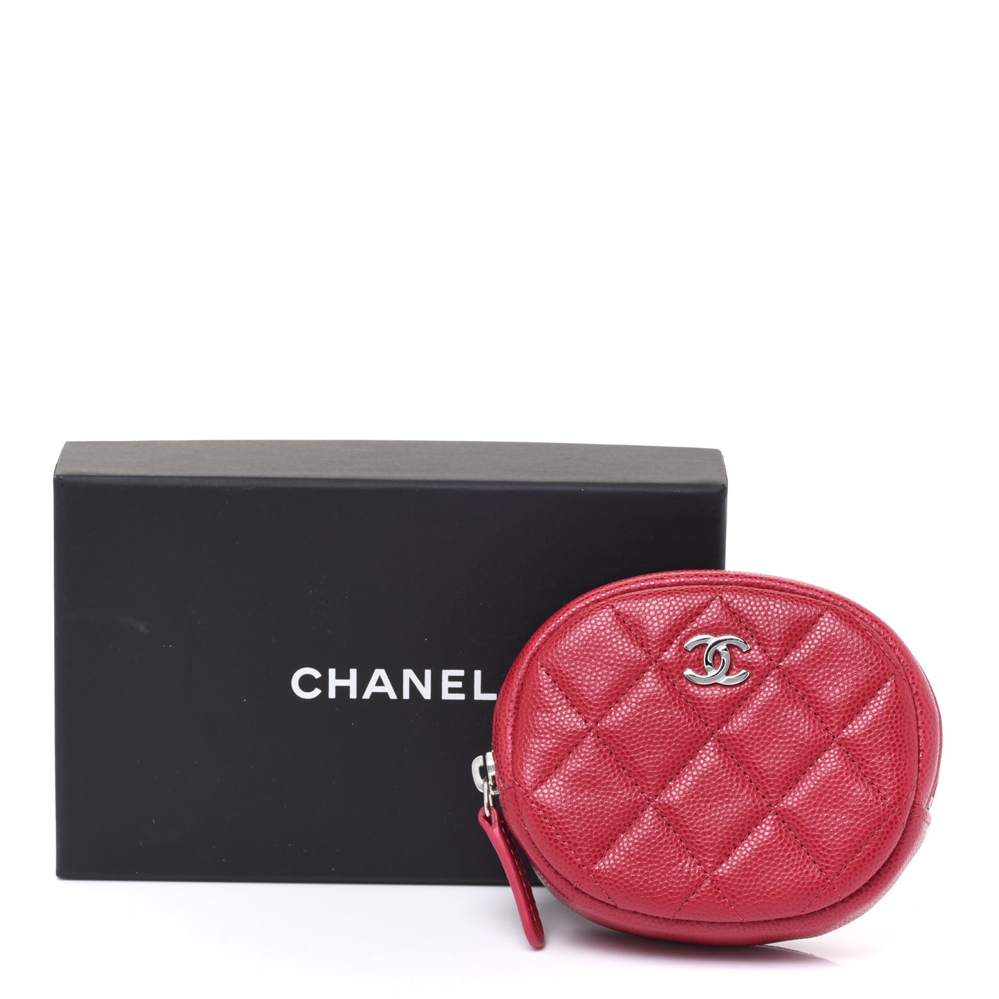 Caviar Quilted Zip Around Classic Coin Purse Dark Pink