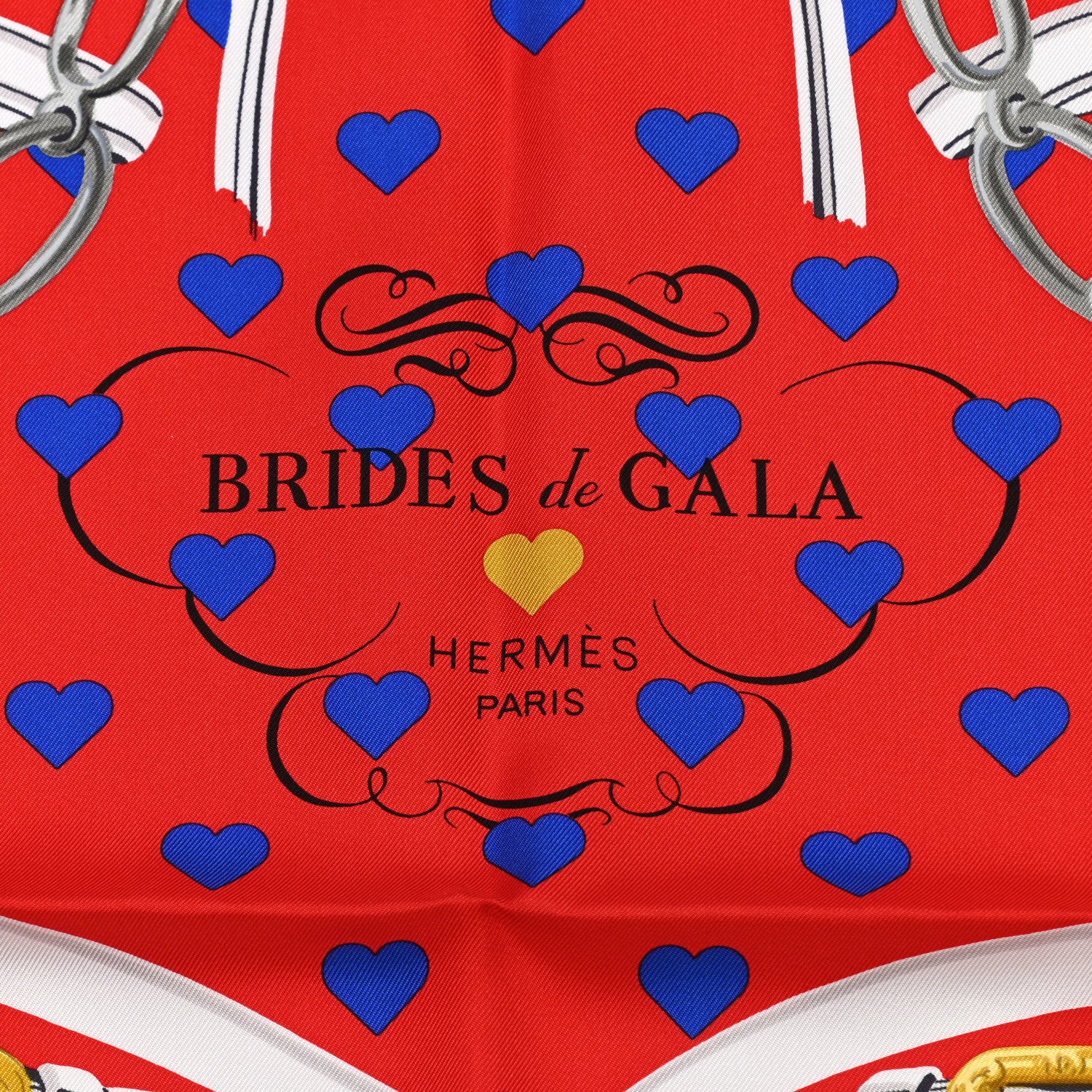 Hermes Silk Brides De Gala Love Scarf 90 Rouge Vif Marine White 4 of 8