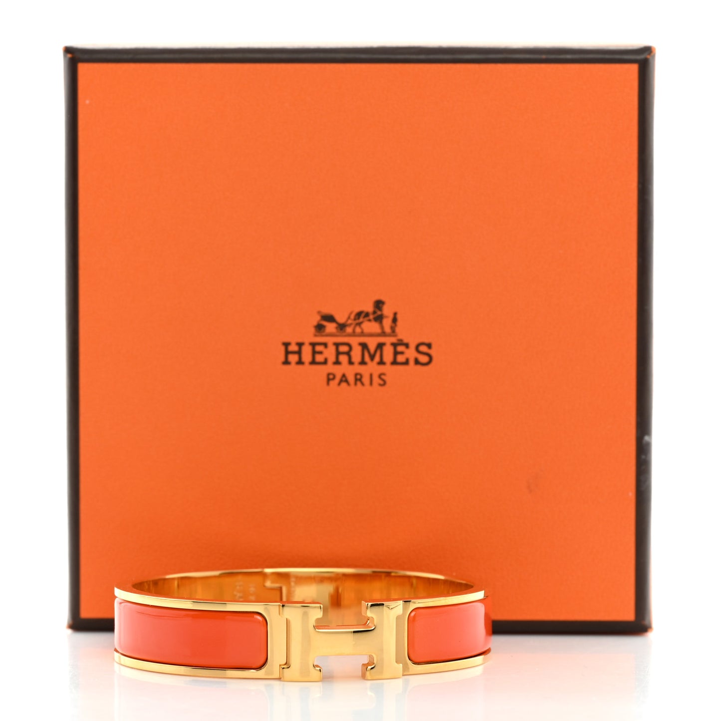 Enamel Narrow Clic Clac H Bracelet PM Orange