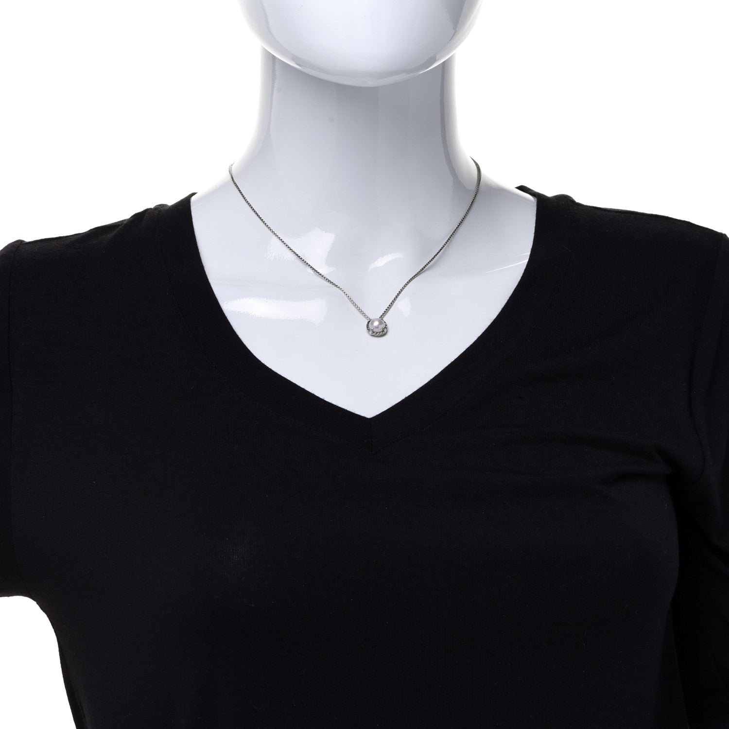 David Yurman Sterling Silver Pearl 8mm Petite Chatelaine Pendant Necklace 2 of 5