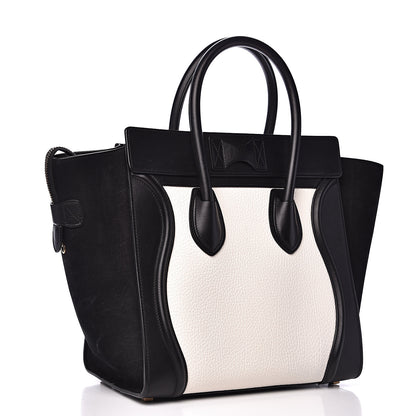 Celine Bullhide Calfskin Mini Bi-Color Luggage Black White 2 of 16