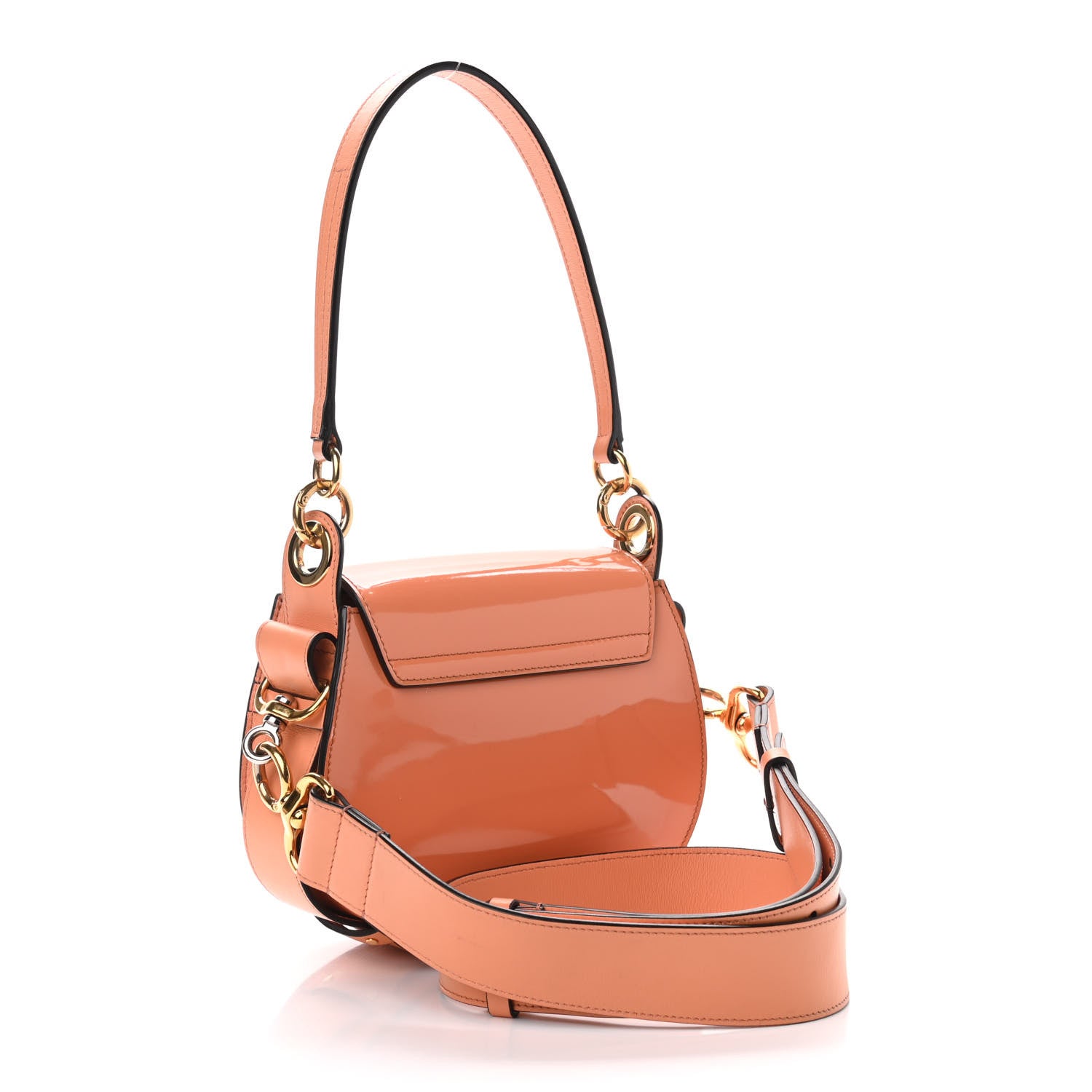 Chloe Patent Calfskin Suede Small Tess Bag Autumnal Brown 3 of 9