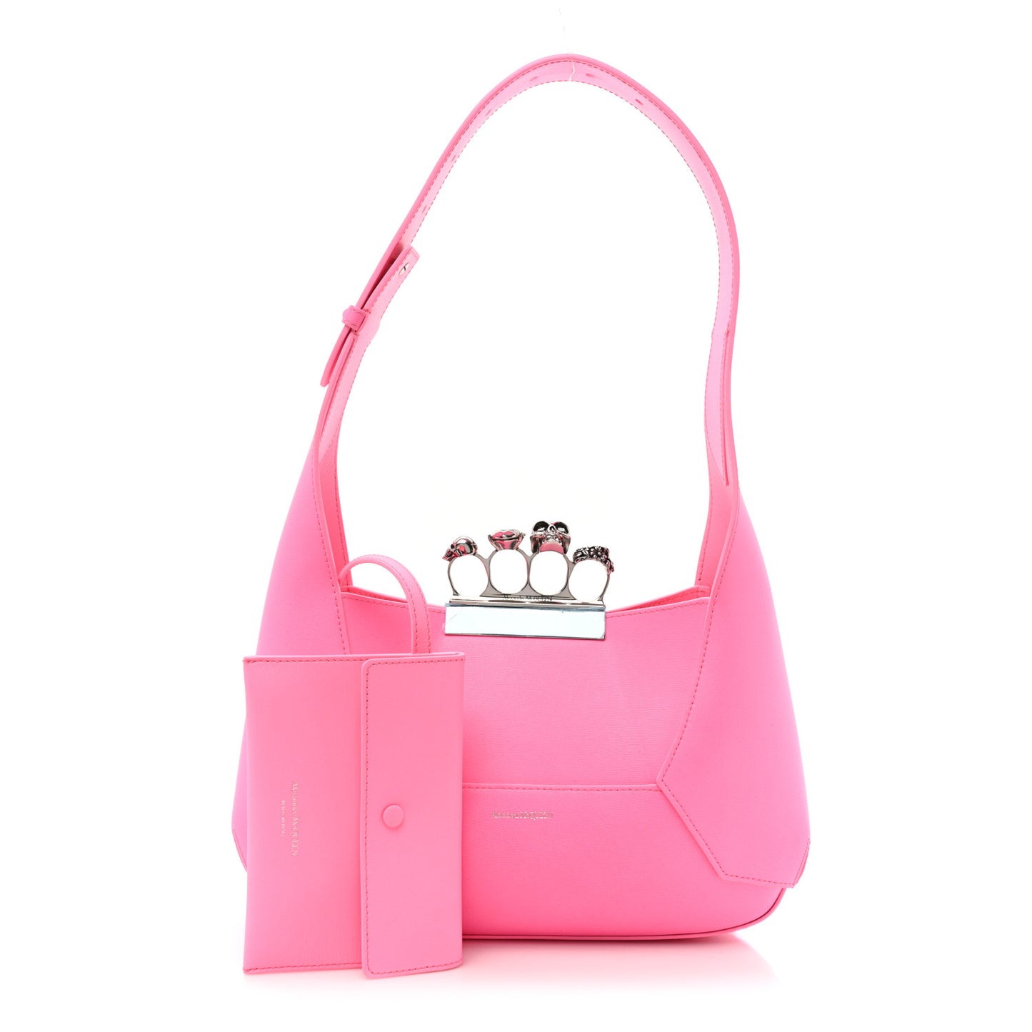 Smooth Calfskin Jeweled Hobo Bag Fluo Pink