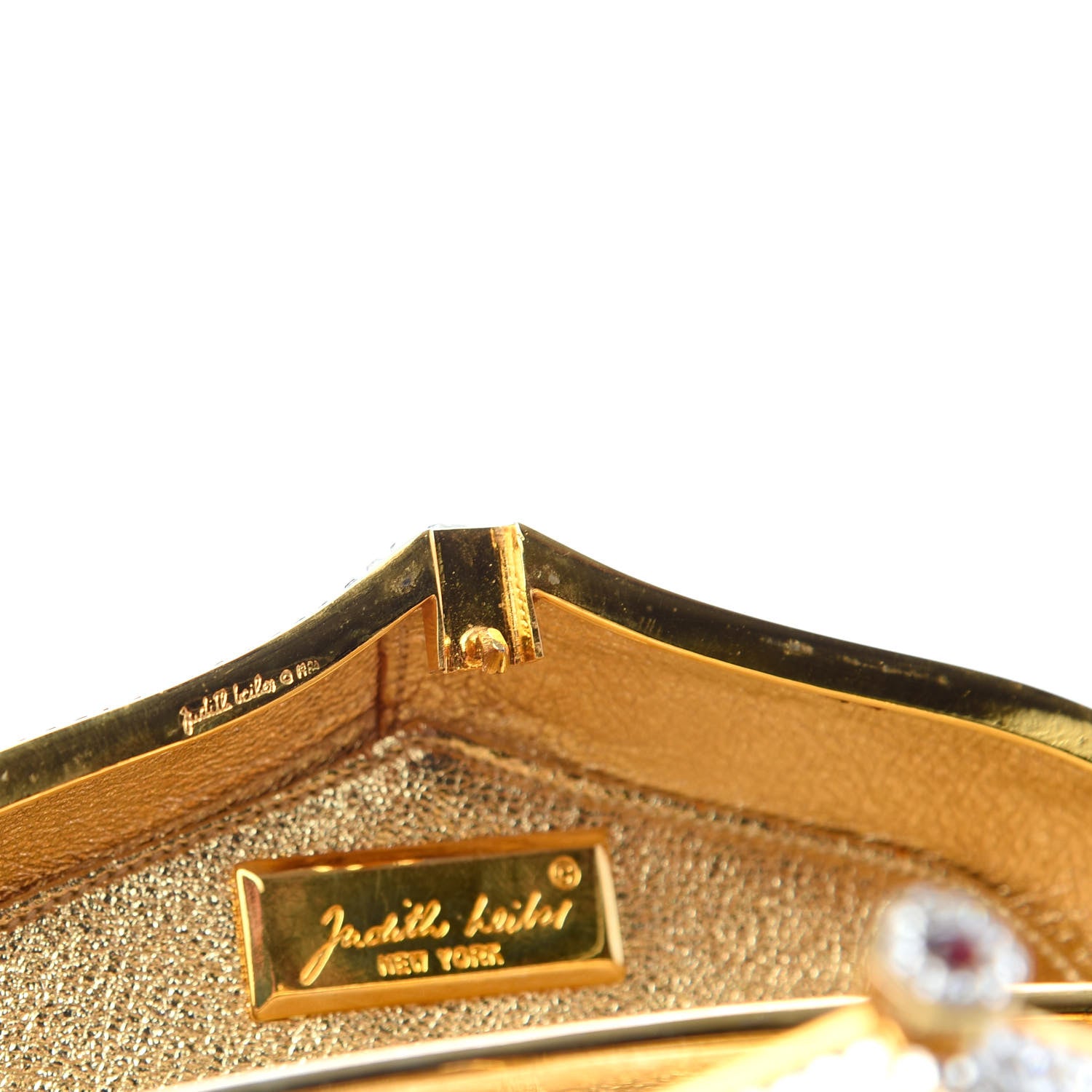 Judith Leiber Swarovski Crystal Heart Minaudiere Clutch Silver 8 of 8