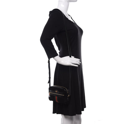 Gucci Suede Patent Web Mini Ophidia Shoulder Bag Black 2 of 10