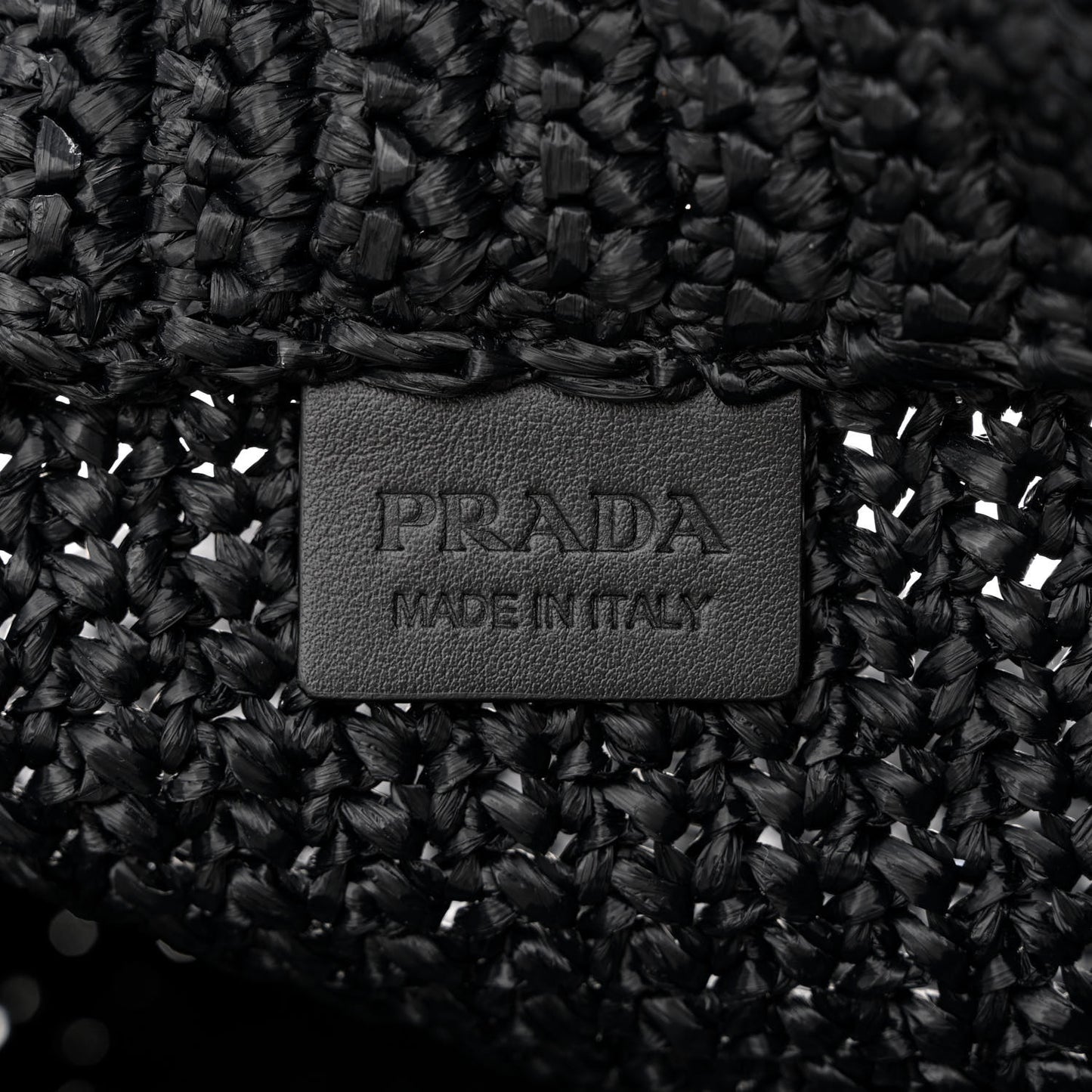 Yarn Raffia Effect Crochet Small Logo Tote Black