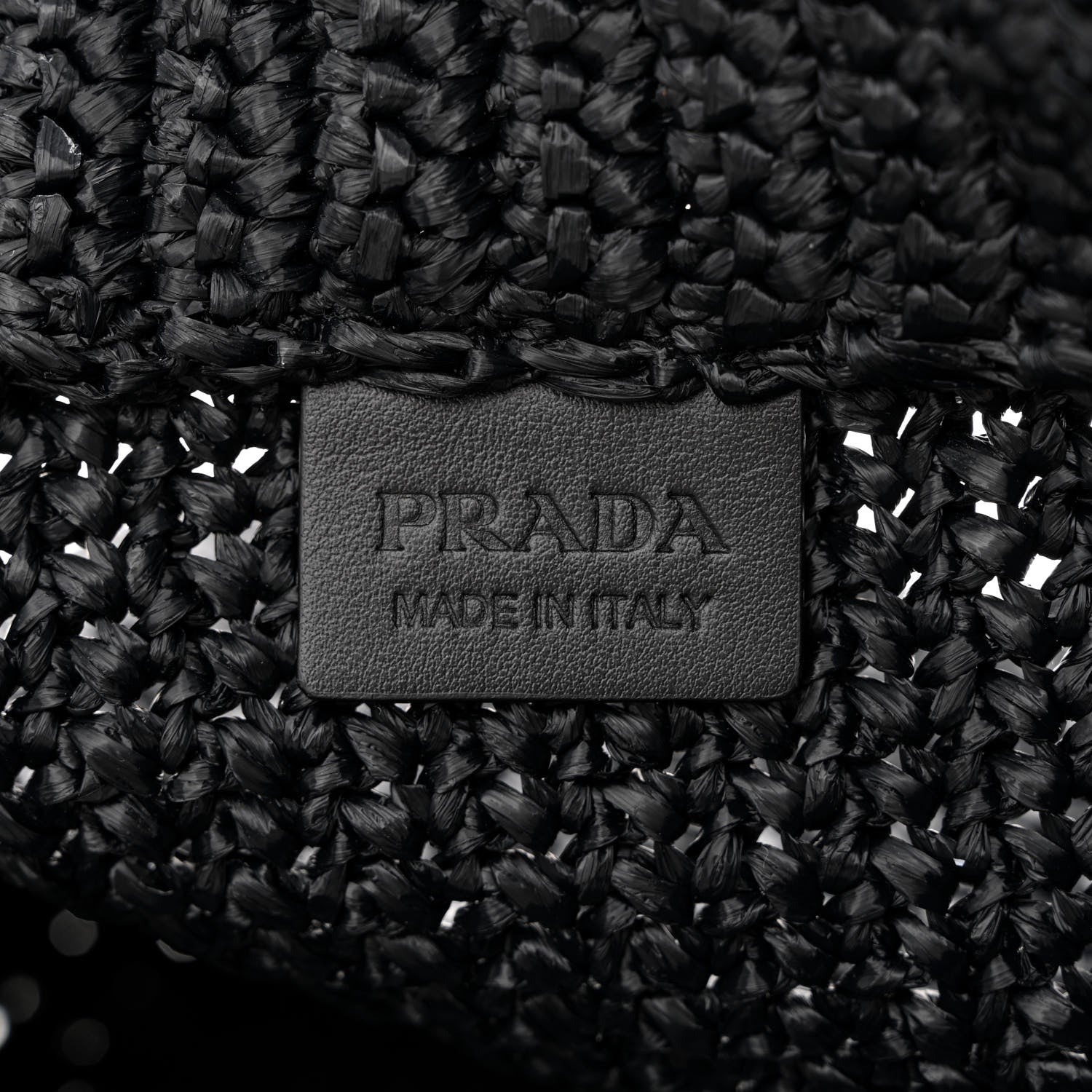 Prada Yarn Raffia Effect Crochet Small Logo Tote Black 6 of 10