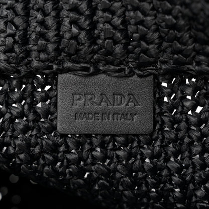 Prada Yarn Raffia Effect Crochet Small Logo Tote Black 6 of 10
