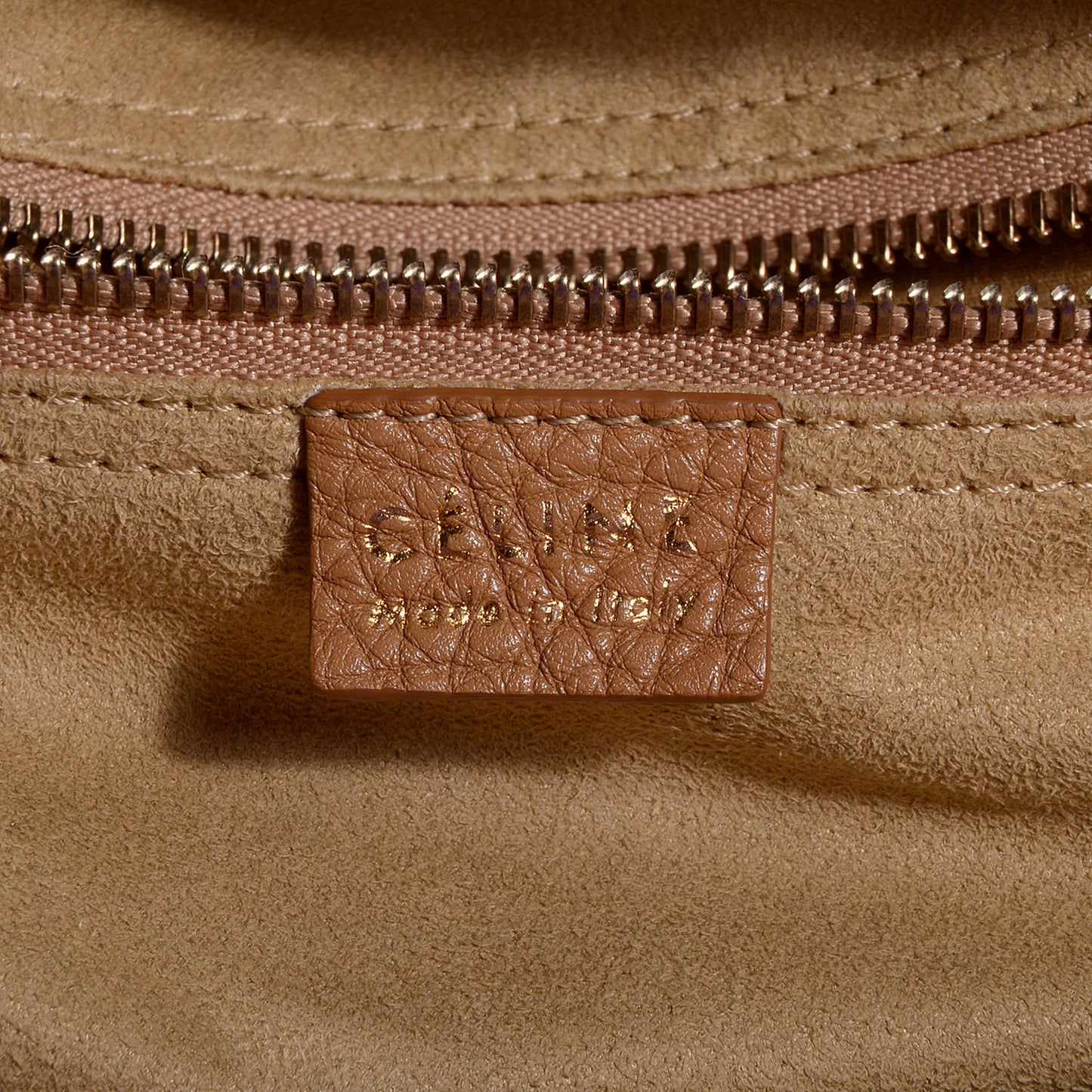 Pebbled Leather Mini Luggage Camel