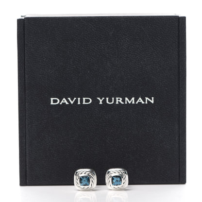 David Yurman Sterling Silver Hampton Blue Topaz 5mm Cable Classics Stud Earrings 5 of 5