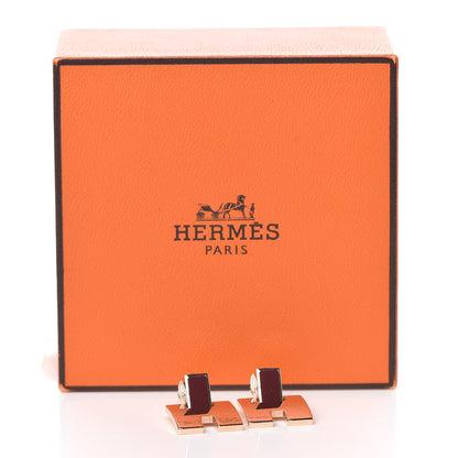 Hermes Rose Gold Lacquer Eileen Earrings Rouge H 6 of 6