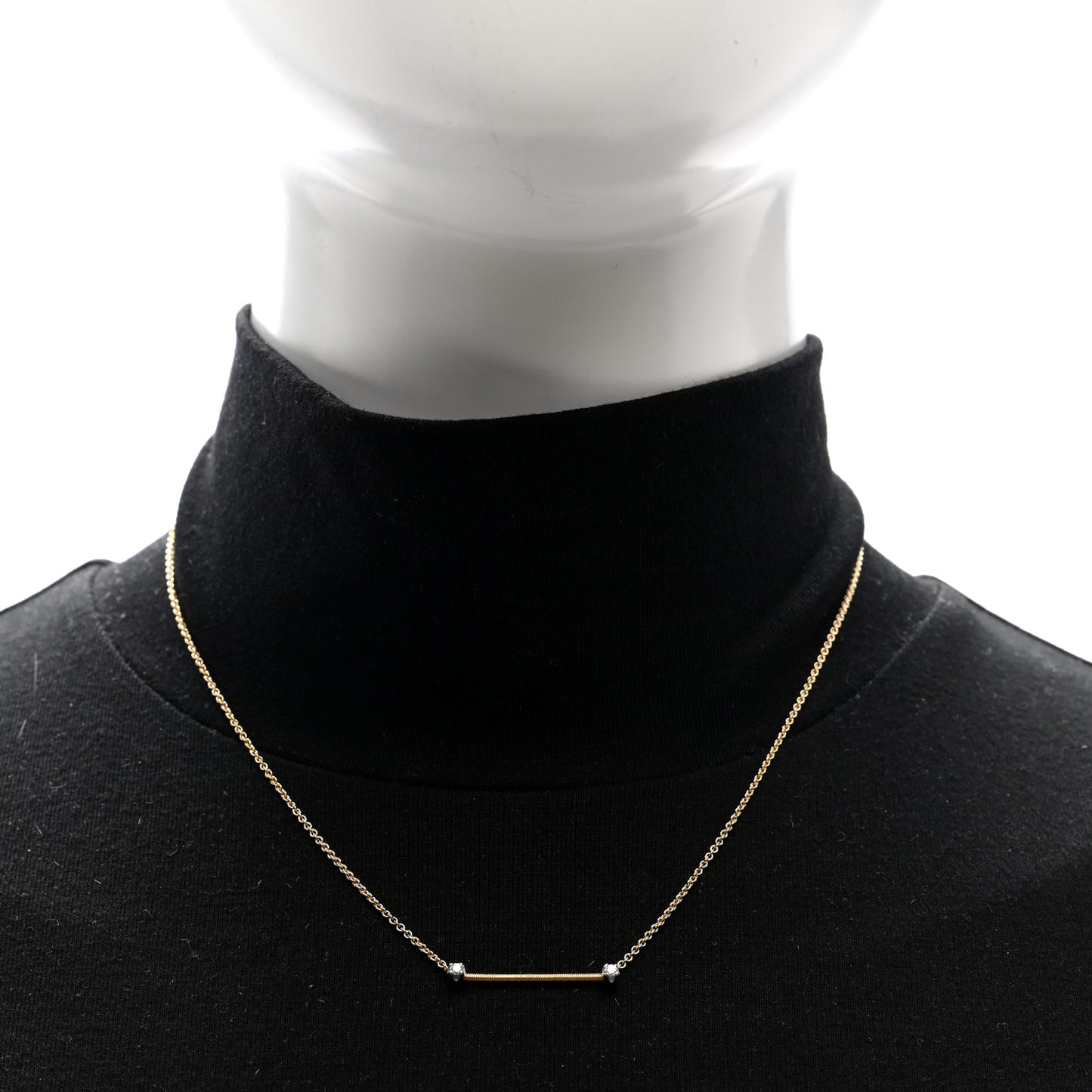 18K Yellow White Gold Diamond Bi49 Bar Station Nekclace