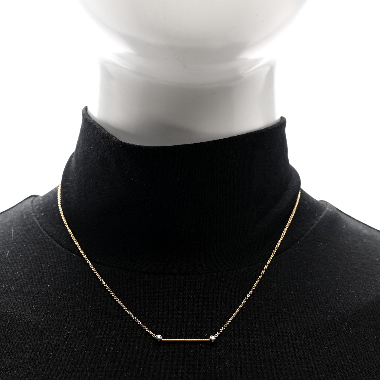 Marco Bicego 18K Yellow White Gold Diamond Bi49 Bar Station Nekclace 2 of 4