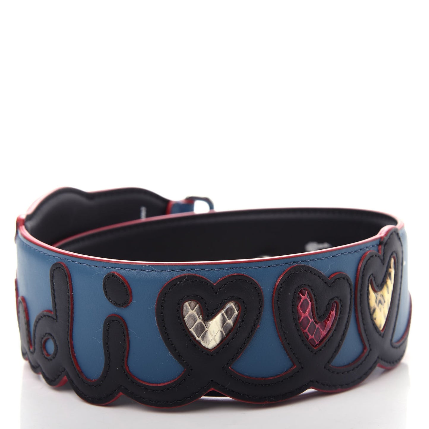 Vitello Century Elaphe Open Your Heart Bi-Color Strap You Balena Black