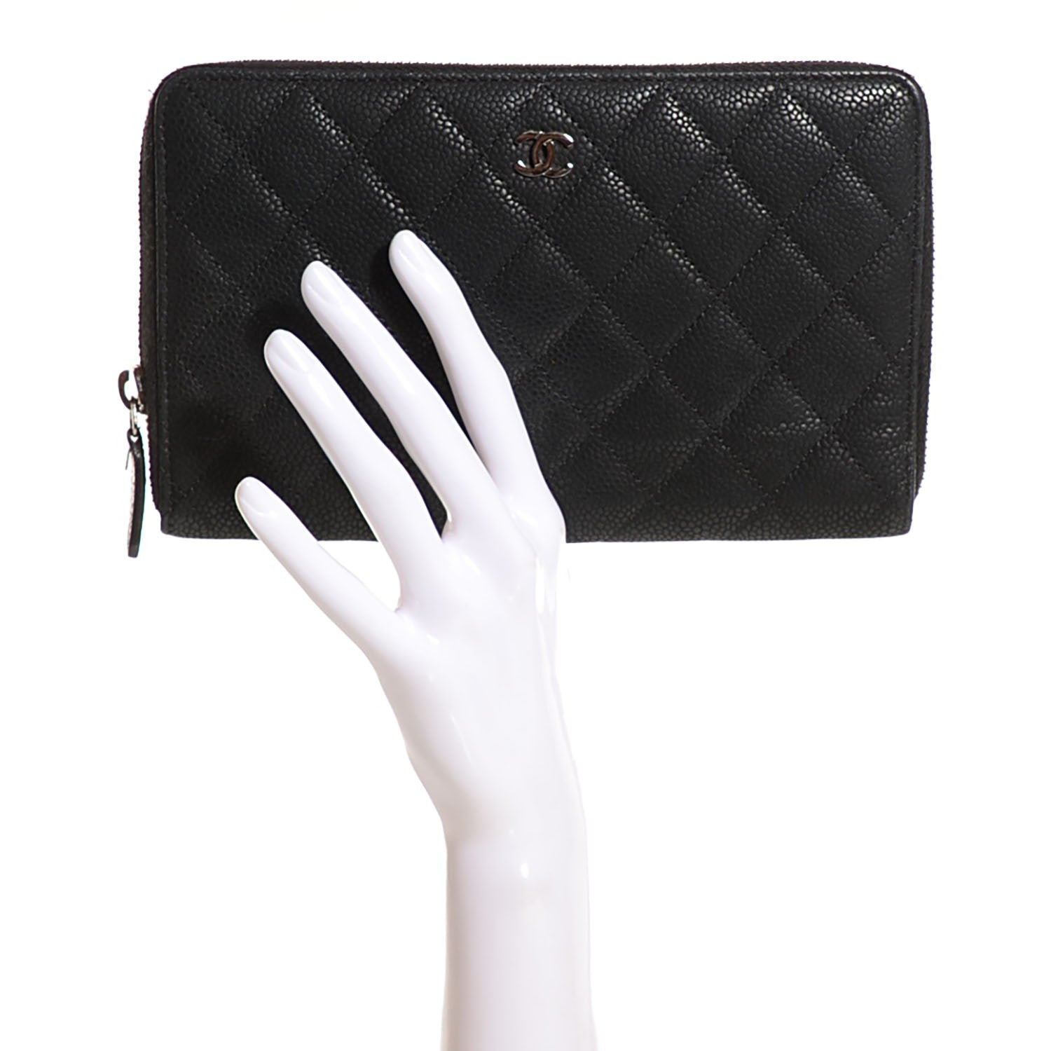 Chanel Iridescent Caviar Quilted Large Zip Around Organizer Wallet Black 2 of 9