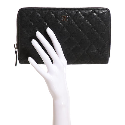 Chanel Iridescent Caviar Quilted Large Zip Around Organizer Wallet Black 2 of 9