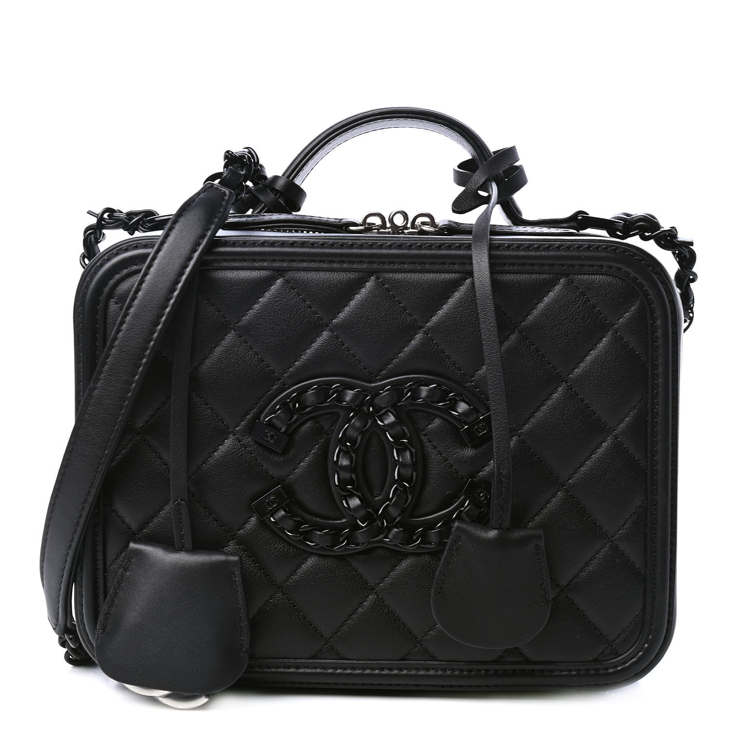 Chanel Lambskin Quilted Medium CC Filigree Vanity Case Black 1 of 4