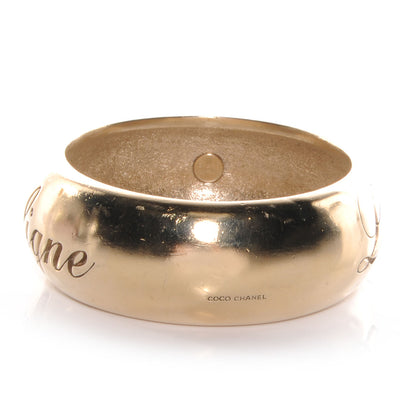 Chanel Wide Metal L'Elegance French Quote Bangle Gold 3 of 6
