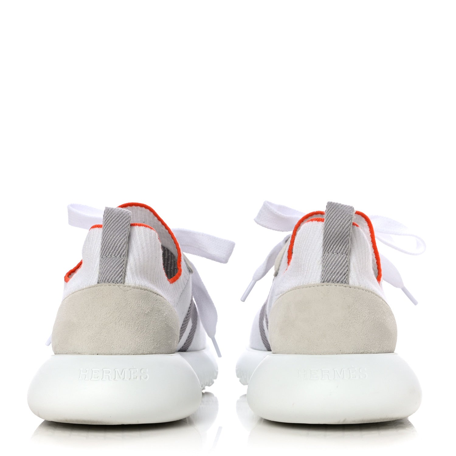 Hermes Knit Suede Goatskin Womens Crew Sneakers 36 White Gris 5 of 18